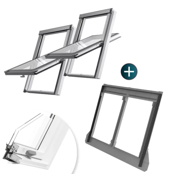 Okno dachowe RoofLITE+ PCV 78x98 + kołnierz zespolony FCX