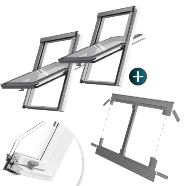 Okno dachowe RoofLITE+ PCV 78x140 + kołnierz zespolony SSC